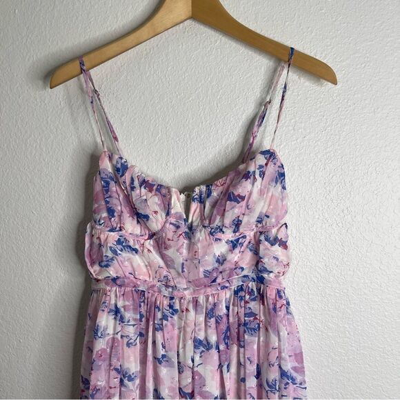 Lulu’s Total Darling Notched Bustier Maxi Dress Women’s Size M Pink Multi Floral - Picture 3 of 5
